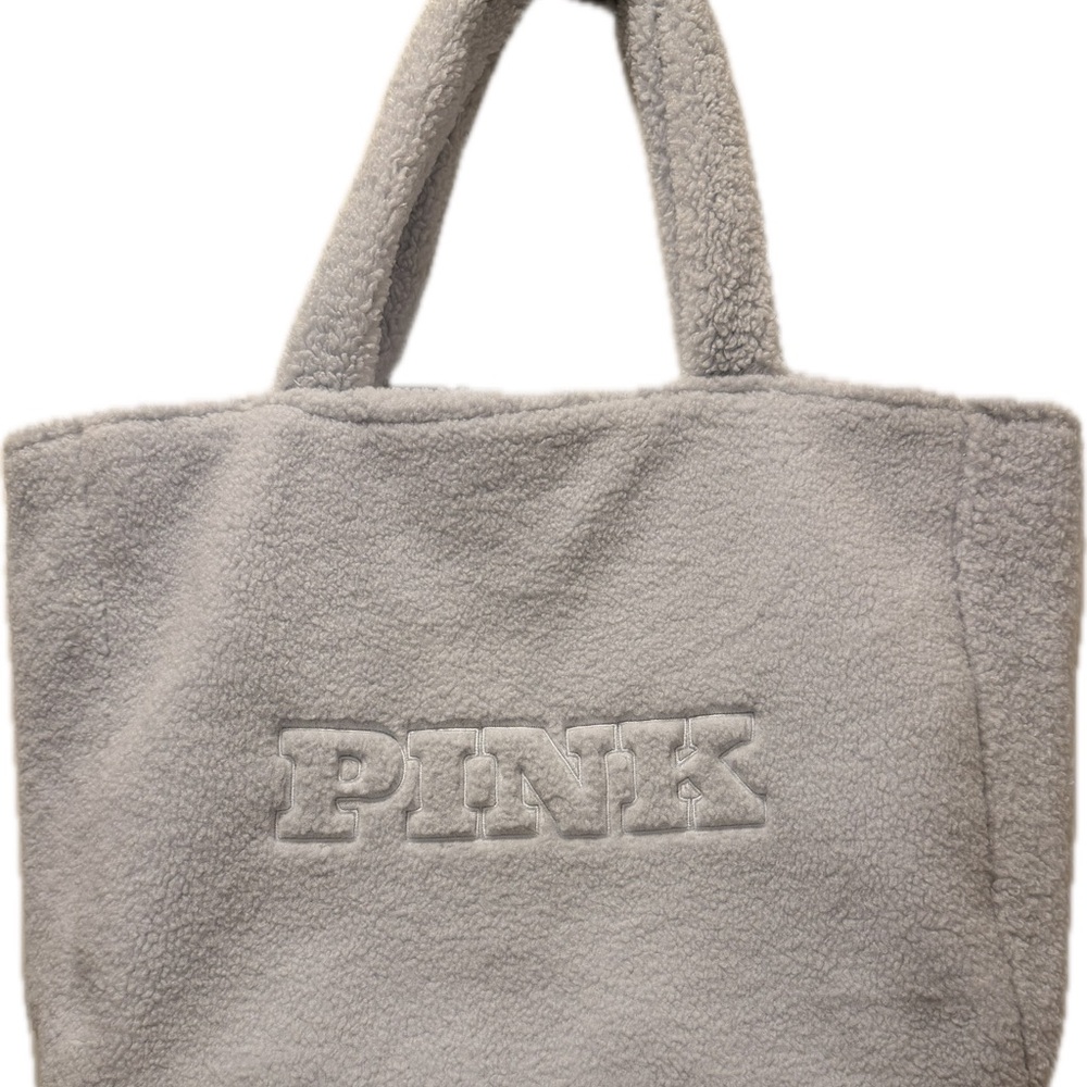 PINK Victoria's Secret Plush Gray Tote